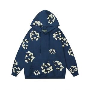 Denim Tears Cotton Wreath Navy Hoodie – Size M – All-Over Print